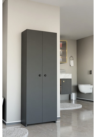Alpaevmobilya Çok Amaçlı 2 Kapaklı 5 Raflı 150 Cm Banyo Dolabı Organizer Düzenleyici Ve Çamaşır Odası Dolabı Antrasit Alpaevmobilya Çok Amaçlı 2 Kapaklı 5 Raflı 150 Cm Banyo Dolabı Organizer Düzenleyici Ve Çamaşır Odası Dolabı Antrasit
