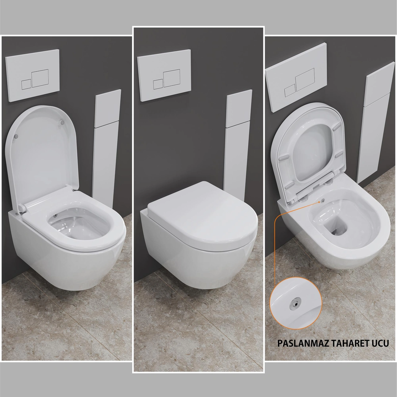 Aqua Bagno Cocon 2.0 Kanalsız Asma Klozet 54 Cm Yavaş Kapanır Kapak Dahil 2 Parça Set Beyaz Beyaz