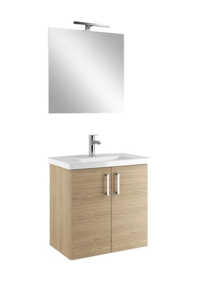 Kale Noah Meşe 65 Cm Kapaklı Alt Dolap, Lavabo Ve Ayna Kahverengi