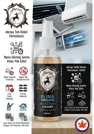 Tetikli Klima Temizleyici Amerikan Vanilya Kokulu 150ml 8 Araçlık Oto Ve Evsel Klima Uyumlu