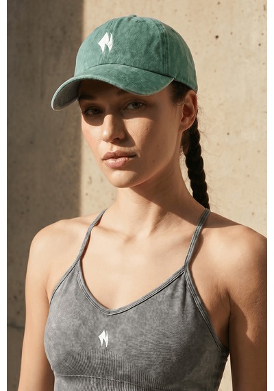 Woneagle Unisex Eskitilmiş Deniz Yeşili Minimalist Nakışlı Vintage Şapka Dad Hat Kep Yeşil Yeşil
