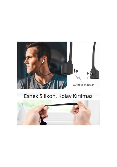 Manyetik Airpods Kaybolmaz Askı İpi Yumuşak Silikon, Güçlü Mıknatıs, Evrensel Uyum Siyah Diğer