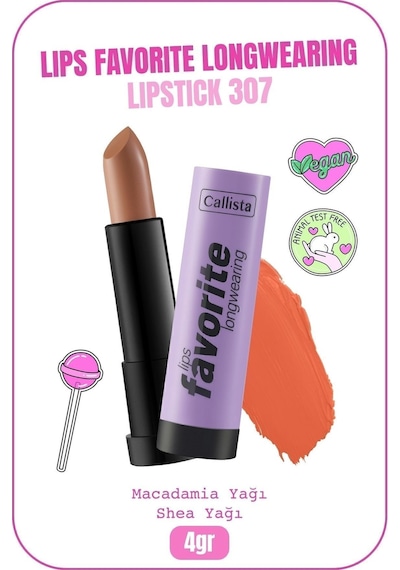 Callista Lips Favorite Longwearing Lipstick Ruj 307 Coffee With Cream - Nude