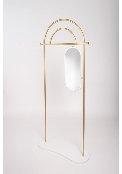 Metal Ayaklı Askılık Aynalı Konfeksiyon Askılığı Gold Elbise Askılığı Kıyafet Askılığı Sunta Ayak Gold