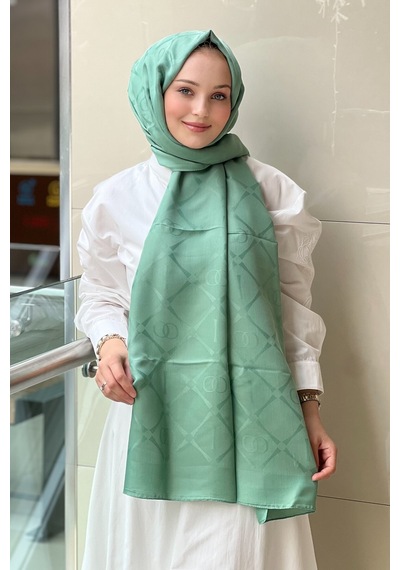 Imannoor İmannoor 3040 I Baklava Ramy Jakar Şal 70x200 Mint Yeşil