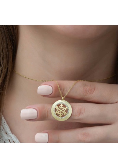 Gümüş Gold Kar Tanesi Kadın Kolye (551175670)