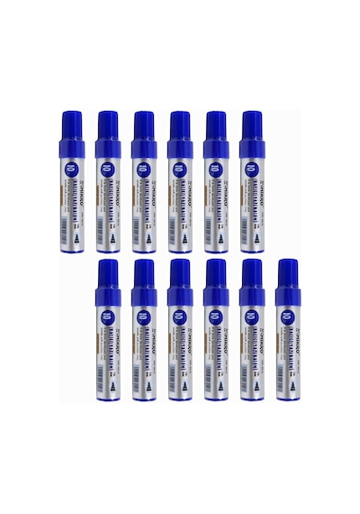 Mavi Permanent Markör Marker Kesik Uçlu Koli Kalemi Mavi 10 mm Mr-6010 12 Adet