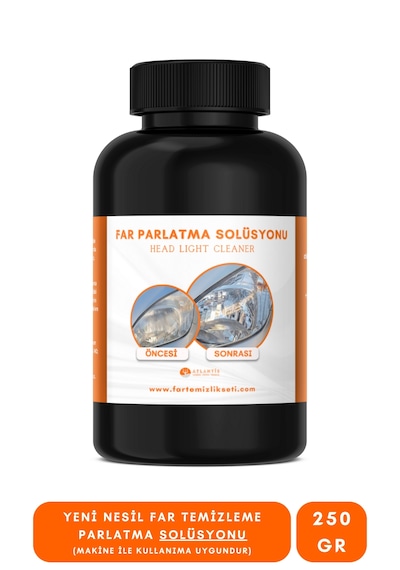 Yeni Nesil Premium I Buharlı Araba Far Temizleme Ve Parlatma Solüsyonu I Kloroform Uyumlu 250 Gr