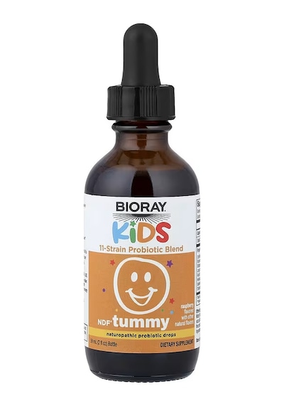 Bioray Kids Ndf Tummy 11-strain Children's Probiotics Blend Raspberry 2 Fl Oz 60 Ml