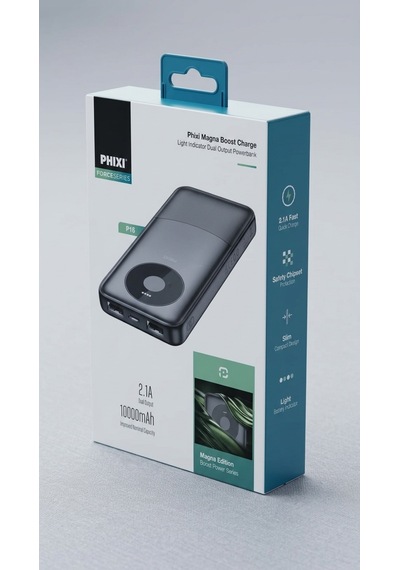 Phixi Magna Boost Charge Light Indicator Dual Output Powerbank Çok Renkli