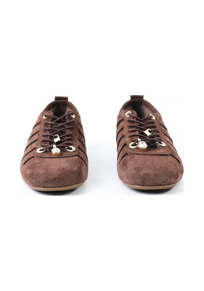 Tuna Hakiki Deri Kahverengi Süet Kadın Sneaker - Rgn3196 Kahverengi