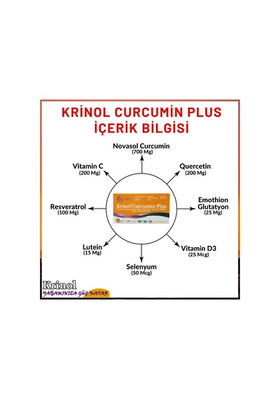 Krinol Curcumin Plus - Quercetin C Vitamini - 30 Kapsül - 3 Kutu