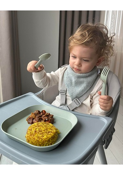 Lc Kare Tabak 2'li Sage Green - Peach 3 Adet