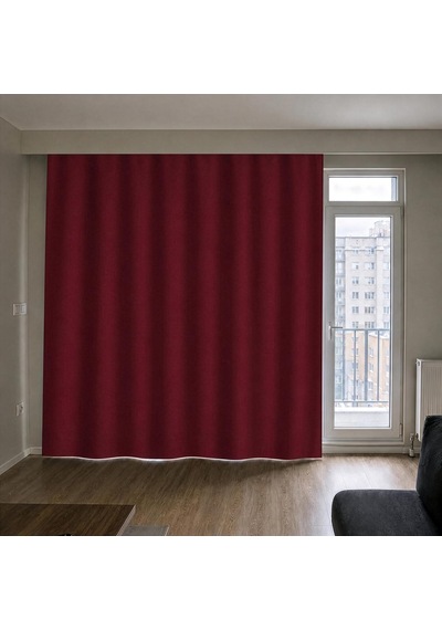 Blackout Karartma Fon Perde, Siparişe Özel Dikim Gündüz Bile Karartır, Isı Yalıtımlı Tek Kanat Düz Kornişe Hazır Bordo, 175 Cm Genişlik X 270 Cm Uzunluk Çok Renkli