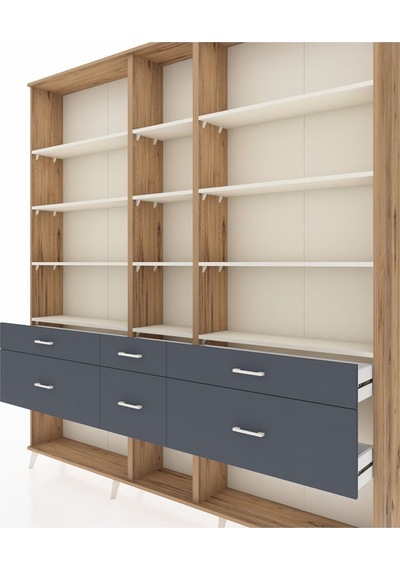 Arges Dolap 12 Raflı 6 Çekmeceli 220x30x243 Çam-aytaşı/antrasit Aytası/antrasıt Arges Dolap 12 Raflı 6 Çekmeceli 220x30x243 Çam-aytaşı/antrasit Aytası/antrasıt