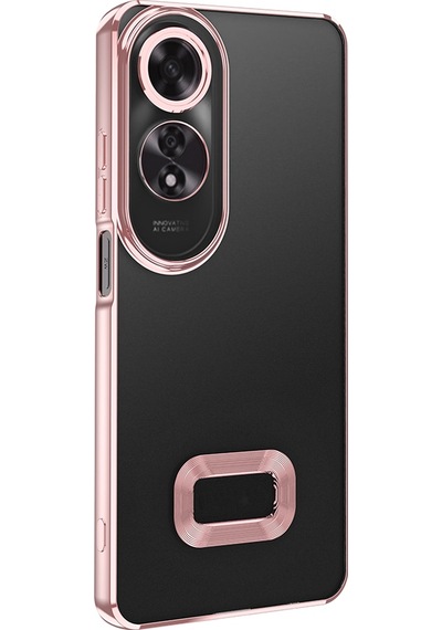 Oppo A60 Kılıf Kamera Korumalı Logo Gösteren Zore Omega Kapak Siyah