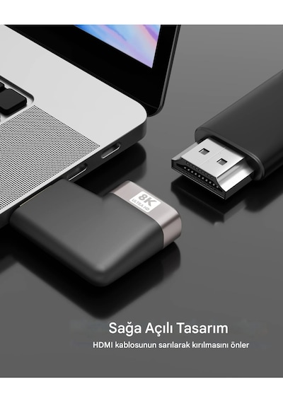 8k Destekli Sağ Açılı Hdmı Dönüştürücü 90 L Tipi Adaptör
