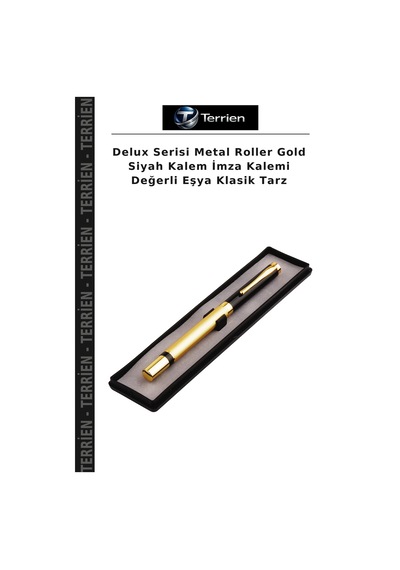 Delux Serisi Metal Roller Gold Siyah Kalem İmza Kalemi Değerli Eşya Klasik Tarz Altın - Siyah