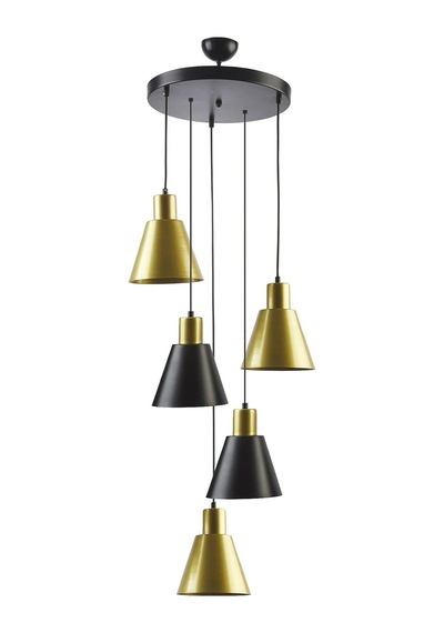 Tr Trend Modern Metal Sıvama Eskitme Siyah Renk Sarkıt Cafe -yemek Masası Üstü -salon 5 Li Avize Diğer