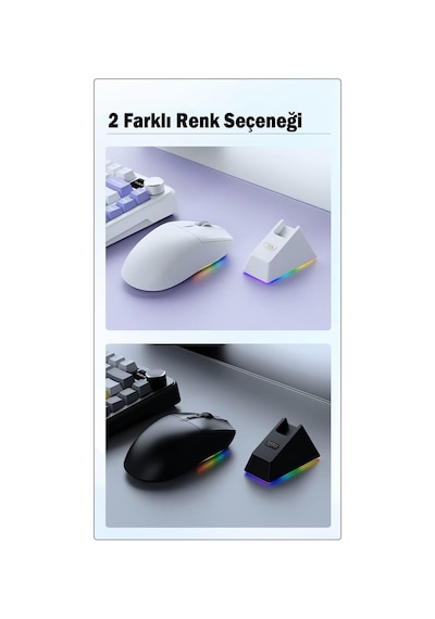 Ajazz Aj139 V2 Mc Mouse 3 Farklı Bağlantı Modu-rgb Manyetik Şarj İstasyonlu-paw 3311 Sensör-500 Mah Batarya-66 Gram Siyah