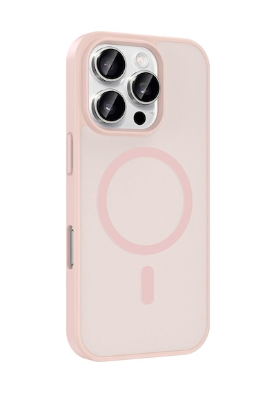 Apple Uyumlu iPhone 16 Pro Kılıf Magsafe Şarj Özellikli Mat Tasarım Lüx Babet Kapak Pembe
