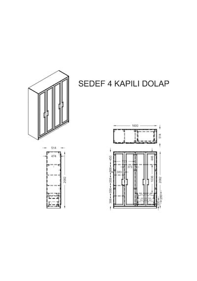 Gardırop, Lucca 4 Kapaklı Dolap Beyaz