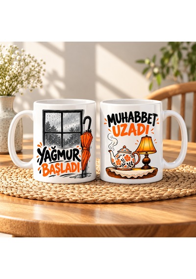 Bezos Kış Penceresi 2'li Porselen Kupa Seti - Model 908 Krt