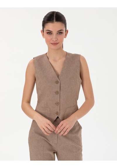 Pierre Cardin Kadın Camel Yelek Dokuma 50306488-vr015