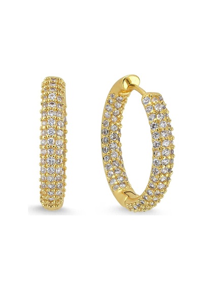 Ring Sarı Zirkon Halka Küpe Beyaz