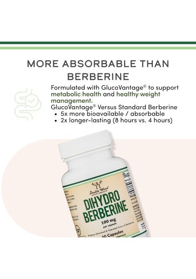 Double Wood Dihydroberberine Patented Glucovantage Berberine 100mg 60 Caps Aromasız