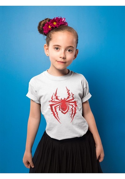 Sevbano Tasarım Spider-man Logo Baskılı Unisex Örümcek Adam Film Çocuk Ti Beyaz