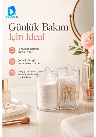 Kristal 3 Bölmeli Şeffaf Kozmetik Organizer Makyaj Takı Ruj Oje Pamuk Düzenleyici