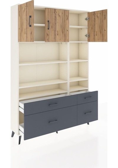 Arges Dolap 10 Raflı 4 Çekmeceli 3 Kapaklı 132x30x195 Aytaşı-çam/antrasit Atlas Çam/antrasıt Arges Dolap 10 Raflı 4 Çekmeceli 3 Kapaklı 132x30x195 Aytaşı-çam/antrasit Atlas Çam/antrasıt