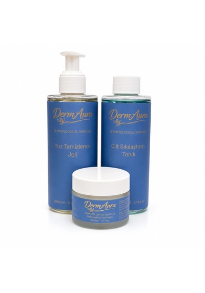Dermaura Premium Temel Cilt Bakım Seti Niacinamide Yüz Temizleme Jeli + Cilt Sıkılaştırıcı Tonik + Nemlendirici Yüz Kremi