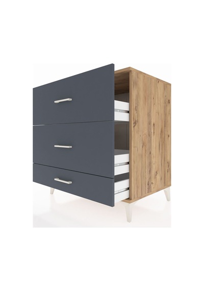 Kronos Şifonyer 3 Çekmeceli 88x59x96 Çam-antrasit Çam