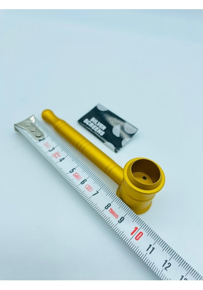 Alcan Metal Pipo Sarı 2 Parça Süzgeçli Pipe 10 CM