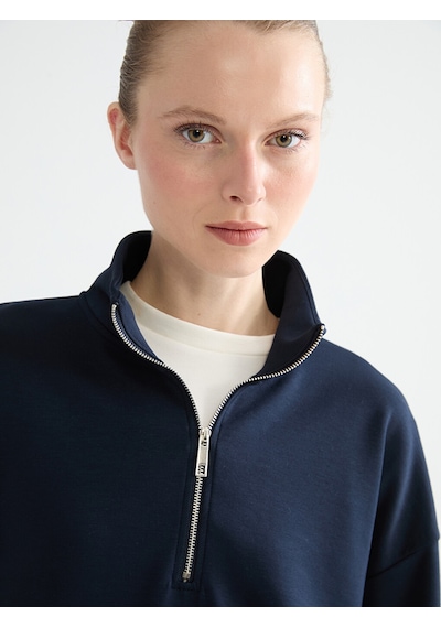 Lcw Comfort Lacivert Dik Yaka Kadın Sweatshirt