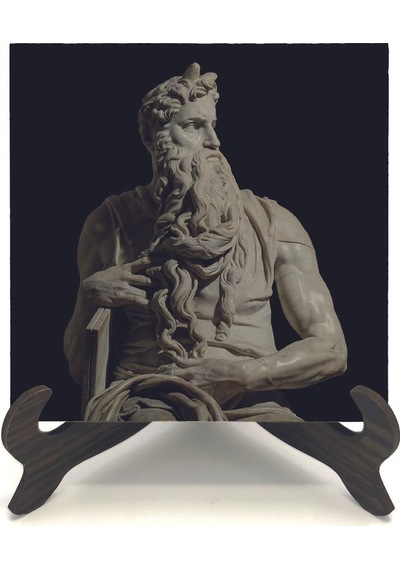 Musa'nın Hükmü Heykeli Heykeltıraş: Michelangelo Baskılı Mdf Masaüstlük 10x10