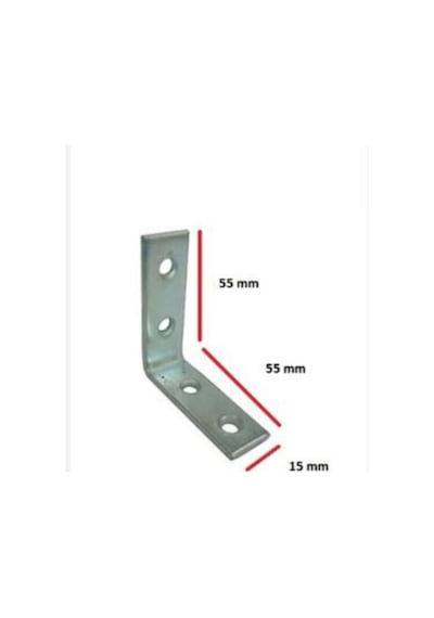 10 Adet L Demir Gönye Köşebent 15x55x55mm - Mobilya Dolap Raf Mas Metal