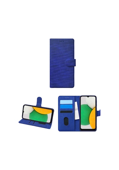 Samsung Galaxy Uyumlu   S10 Kılıfı Cüzdanspor Kumaş Kart Ve Bloknot Bölmeli Kılıf + Ekran Koruyucu Mavi