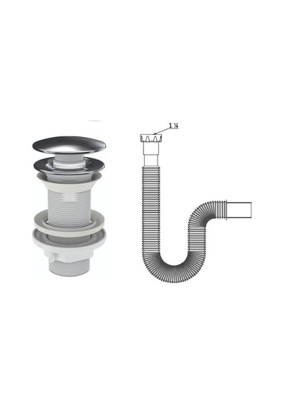 Basmalı Pop Up Krom Kapaklı Lavabo Sifonu