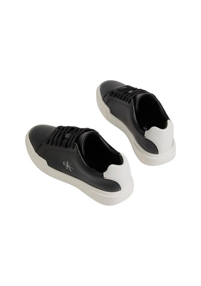 Calvin Klein Kadın Kalın Tabanlı Bağcıklı Deri Siyah Sneaker-13458 Siyah
