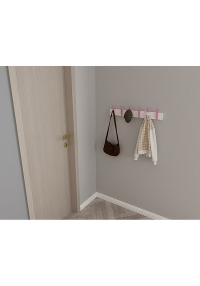 Hepsi3boyutlu Modern Duvar & Kapı Kanca Askılık - 6 Adet Pembe Kanca Askılık - Model No : 3 Pembe