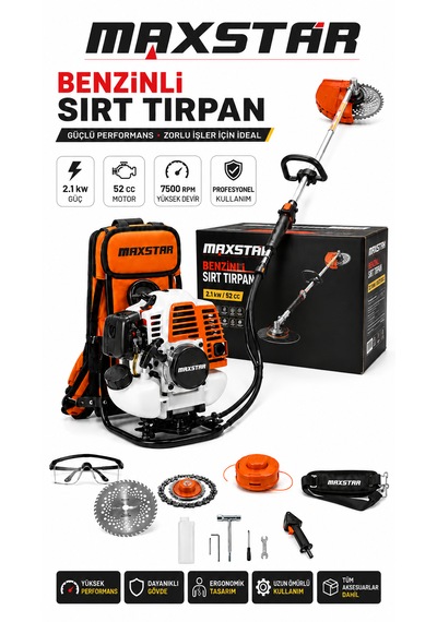 Maxstar MXSBT5221 52CC 2.1KW Benzinli Sırt Tırpanı