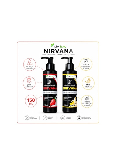 Nirvana Çilek Ve Muz Aromalı Kayganlaştırıcı Jel 2 x 150 ML