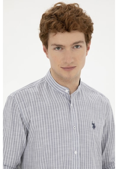 U.S. Polo Assn. Erkek Hakim Yaka Çizgili Gri Gömlek 50288924-VR024
