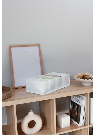7 Bölmeli Beyaz Dolap Çekmece İçi Akordiyon Tipi Katlanır Çamaşır Düzenleyici Organizer Kumaş 35 X 5 Diğer