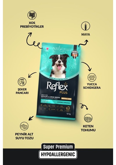 Reflex Plus Pocket Treats Orta Ve Büyük Irk Kuzu Etli Yetişkin Köpek Maması 12 Kg