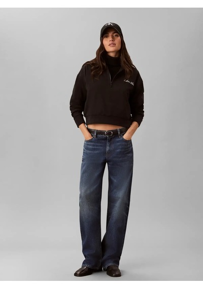 Calvin Klein Heavy Jersey 1/4 Zıp, Ub1 Siyah Kadın Sweatshirt