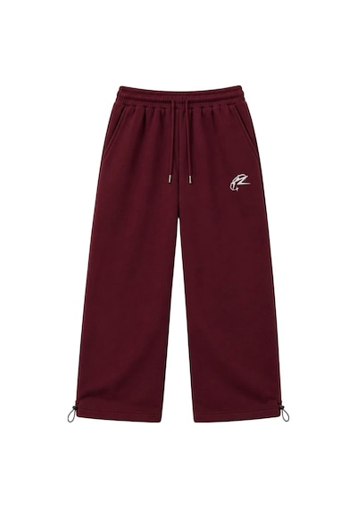 Zaee Racer Nakışlı Ayarlanabilir Paça Premium Baggy Eşofman Altı Bordo